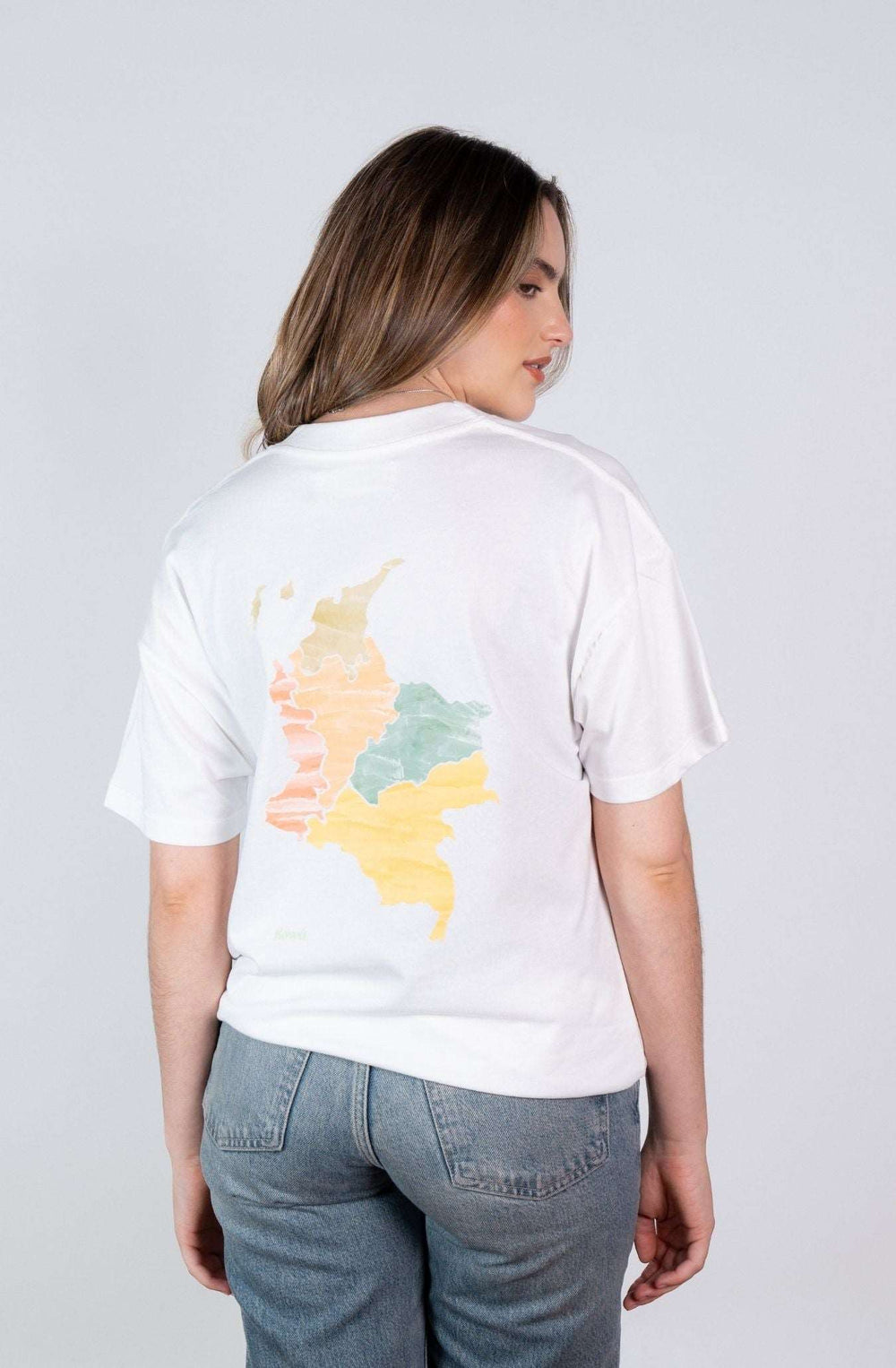 Camiseta Mapa Acuarela Marfil