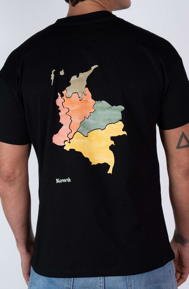 Camiseta Mapa Acuarela Negra